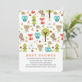 モダン ウッドランド フレンド ニュートラル ベビーシャワー 招待状 (スタンド正面)