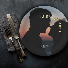 モダン　ウルトラ　シック　ミニマル　フォト　ウェディング ペーパープレート