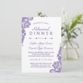 モダン ウルトラ ヴァイオレット レース リハーサル ディナー 招待状 (スタンド正面)