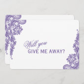 モダン ウルトラ ヴァイオレット レース 私を贈って 招待状 (正面/裏面)