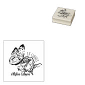 モダン エクス ライブリシス フラワー バタフライ、ブック ラバースタンプ (押印)