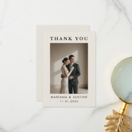 モダン・エディトリアルスタイルの冬の結婚式の写真 サンキューカード