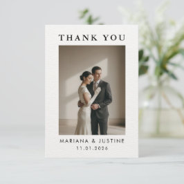 モダン・エディトリアル・ミニマリスト 冬の結婚式の写真 サンキューカード