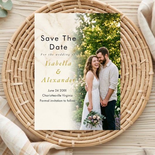 モダン エディトリアル 写真 Save the Date QRコード付き セーブザデート
