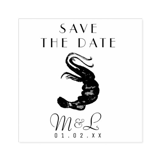 モダン エビ 海 Save the Date デザイン スタンプ (インプリント)