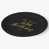 モダン&エミニマルロタイポグラフィブラック誕生日 ペーパープレート (アングル)