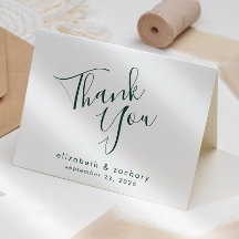 モダン エメラルドグリーン 手書き風スクリプト 結婚式 御礼