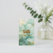 モダン エメラルド マーブル ビジネス 名刺 (スタンド正面)