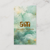 モダン エメラルド マーブル ビジネス 名刺 (正面)