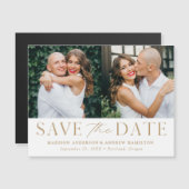 モダン エレガンス ゴールド 二枚の写真 Save the Date マグネット招待状 (正面/裏面)