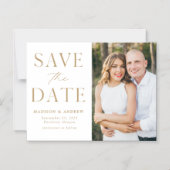 モダン エレガンス ゴールド 写真 Save the Date マグネット招待状 (正面)