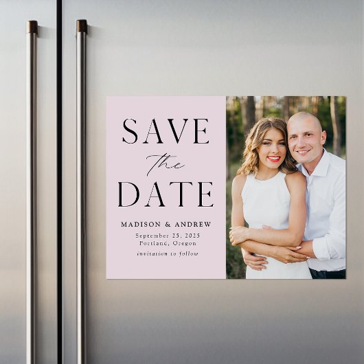 モダン・エレガンス ラベンダー写真 Save the Date マグネット招待状