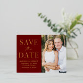 モダン・エレガンス 結婚式のSave the Date 箔招待状ポストカード (立ち正面)