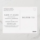 モダン・エレガンス 結婚式のSave the Date 箔招待状ポストカード (裏面)
