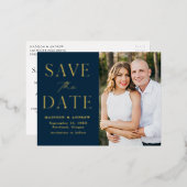 モダン・エレガンス 結婚式のSave the Date 箔招待状ポストカード (正面/裏面)