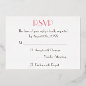 モダン・エレガントなバラ金色の結婚式RSVP 箔招待状 (裏面)
