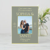 モダン・エレガントな写真付き結婚記念日 招待状 (スタンド正面)