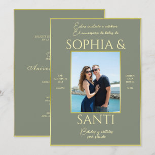 モダン・エレガントな写真付き結婚記念日 招待状