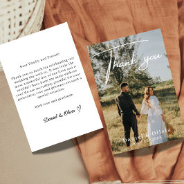 モダン・エレガントな写真入り結婚式のお礼カード サンキューカード