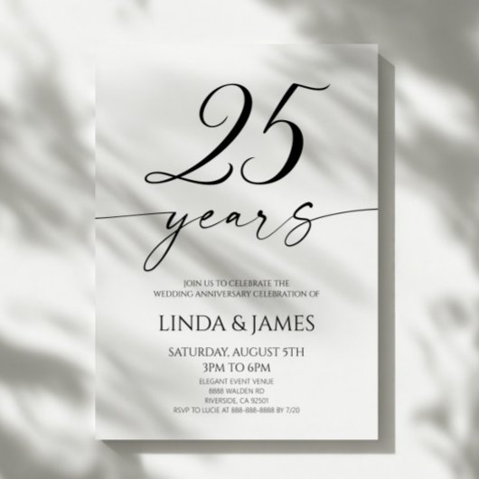 モダン・エレガントな結婚25周年記念 招待状