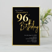 モダン・エレガントな金の箔押し 96歳の誕生日招待状 箔招待状 (立ち正面)