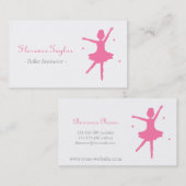 モダン、エレガントな、ピンクのバレエのインストラクター 名刺 (正面/裏面)