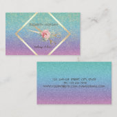 モダン,エレガントグリッター，枠，紙吹雪，はさみ 名刺 (正面/裏面)