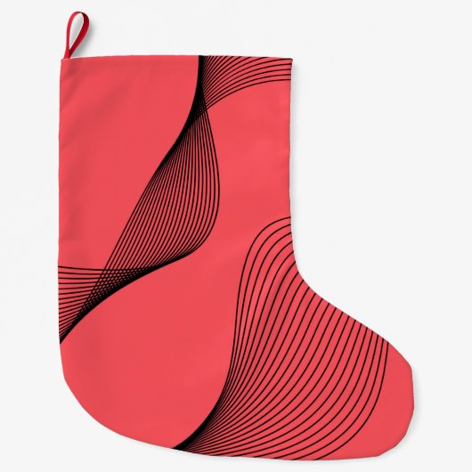 モダン,エレガントトレンディー，波状シンプルイラストレーション ラージクリスマスストッキング (正面)