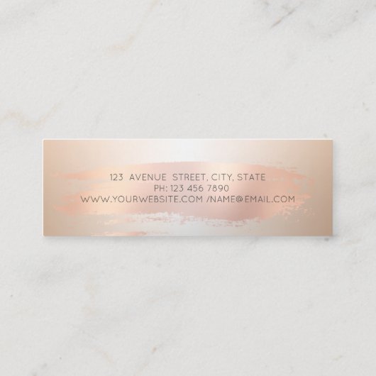 モダン,エレガントバラ金ゴールドブラシストローク，ハイヒール スキニー名刺 (裏面)