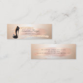 モダン,エレガントバラ金ゴールドブラシストローク，ハイヒール スキニー名刺 (正面/裏面)