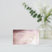 モダン,エレガントバラ金ゴールド，ウィスク，料理 名刺 (スタンド正面)