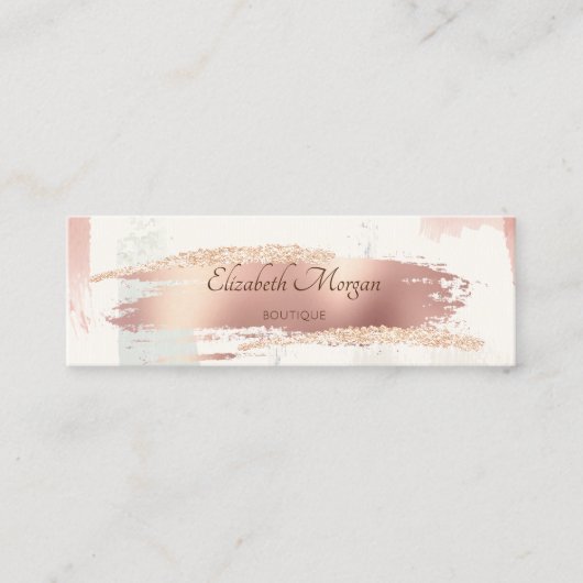 モダン,エレガントバラ金ゴールド,水彩ブラシストローク スキニー名刺 (正面)