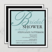 モダン&エレガントブライダルシャワーのティール（緑がかった色）招待状 招待状 (正面/裏面)