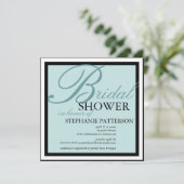 モダン&エレガントブライダルシャワーのティール（緑がかった色）招待状 招待状 (スタンド正面)