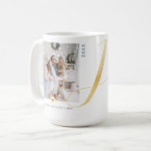 モダン、エレガントミニマル金ゴールドJoy写真 コーヒーマグカップ (正面左)