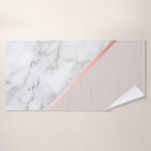 モダン, エレガントミニマル，白大理石とピンク バスタオル (バスタオル)
