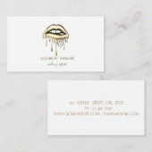 モダン,エレガントメタリックのドリップリップ，メイクアップ 名刺 (正面/裏面)