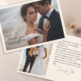 モダン,エレガント手書き写真2 サンキューカード