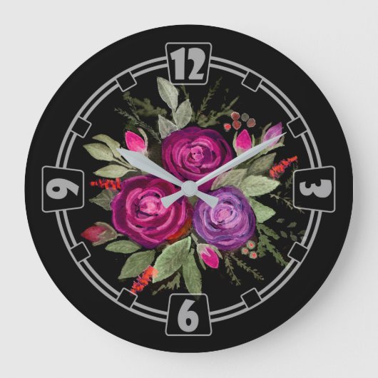 モダン,エレガント抽象芸術，装飾，時計，色 ラージ壁時計 (正面)