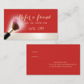 モダン,エレガント赤，メイクアップブラシ紹介カード 紹介カード (正面/裏面)