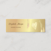 モダン、エレガント金ゴールドブラシストローク、ハート スキニー名刺 (正面)