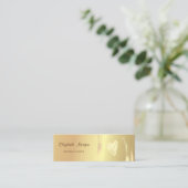 モダン、エレガント金ゴールドブラシストローク、ハート スキニー名刺 (スタンド正面)