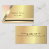 モダン エレガント おしゃれな ストライプ ゴールド 名刺 (正面/裏面)