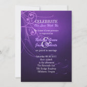 モダン エレガント おしゃれな スワール ヴィンテージ パープル ウェディング 招待状 (正面)