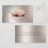 モダン エレガント おしゃれ シルバー ダイヤモンド ロータス アイボリー 名刺 (正面/裏面)