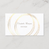モダン エレガント おしゃれ, ホワイト, ゴールド サークル 名刺 (正面)