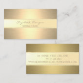 モダン エレガント おしゃれ 偽物 ゴールド ストライプ パール 名刺 (正面/裏面)