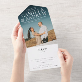 モダン エレガント おしゃれ RSVP ウェディング オールインワン招待状