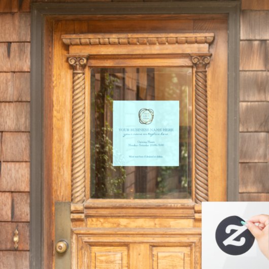 モダン エレガント アクア カスタム ビジネス ロゴ    ウィンドウサイン (ホームデコレーション)