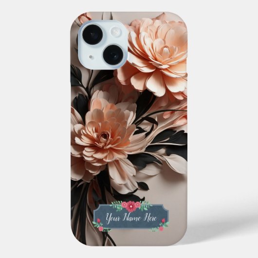 モダン エレガント アブストラクト アート 桃の花 Case-Mate iPhoneケース (裏面)